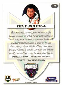 2001 Select Impact #70 Tony Puletua Back